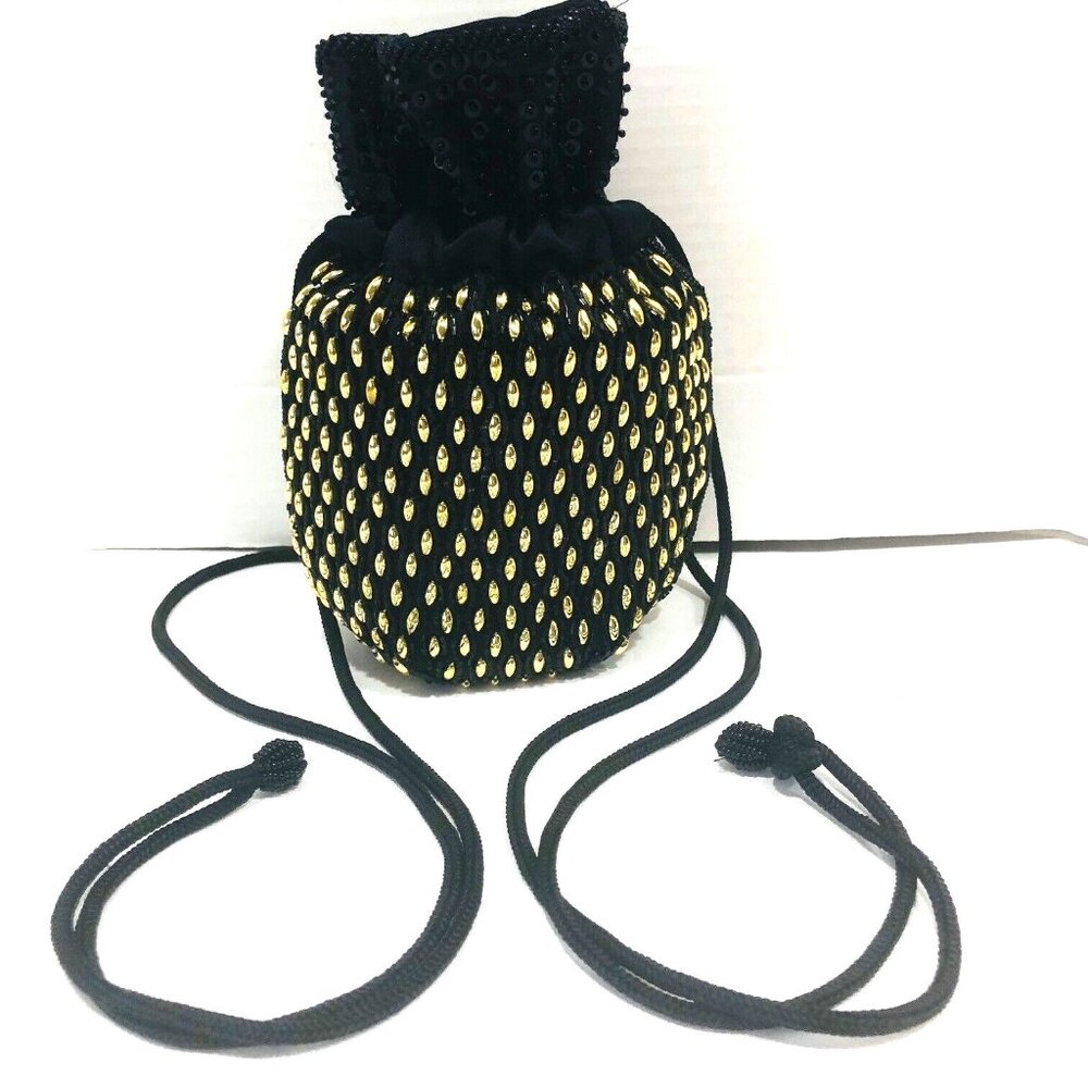 INGE CHRISTOPHER Beaded Drawstring Pouch Purse Bag Women's VTG Whimsigoth Witchy